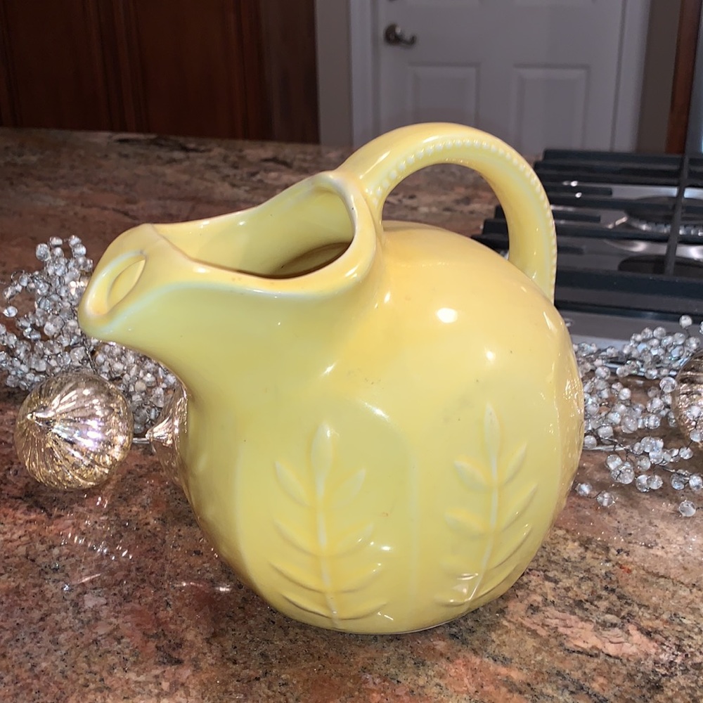 Leaf Patterned Yellow Toned Ball Jar